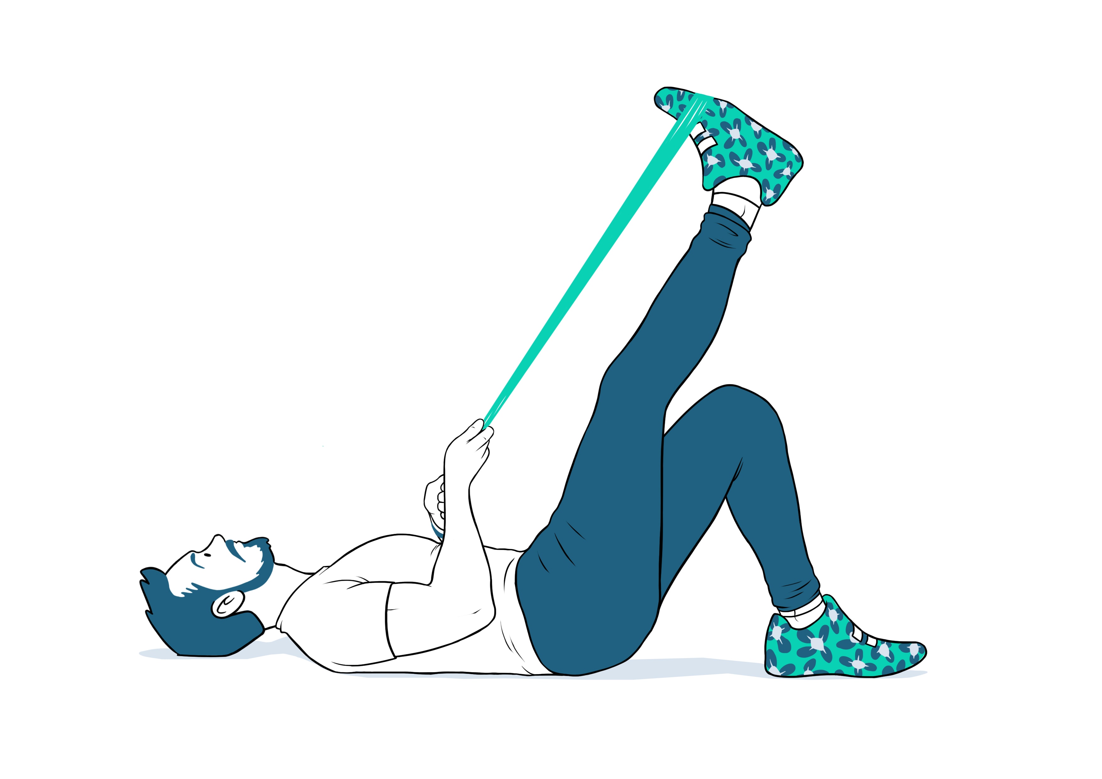 Lying hamstring stretch with band hotsell