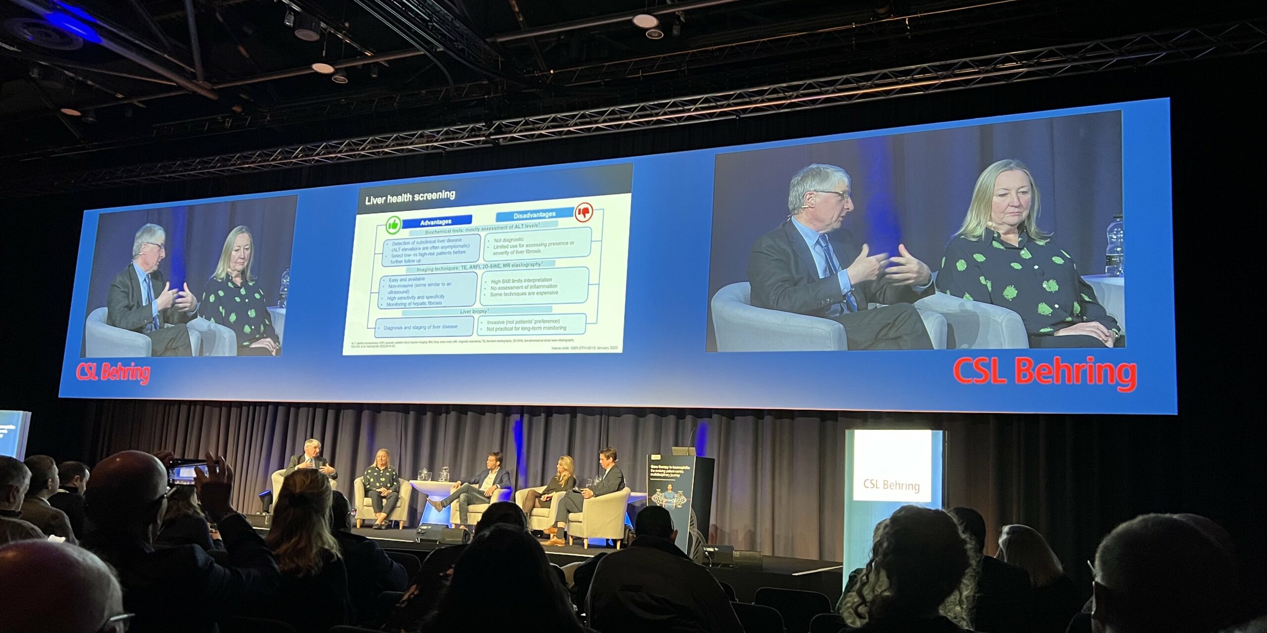 Kate Khair with Graham Foster at the CSL Behring symposium on the gene therapy patient journey, EAHAD, February 2023
