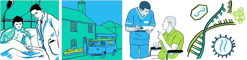 Montage representing the evolution of haemophilia treatment and care
